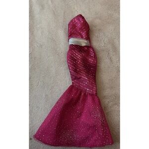 Vintage Barbie Doll Gown Pink & Silver Design Evening Glamour Dress B5